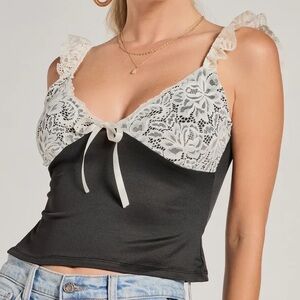 Black and White Lace Crop Top